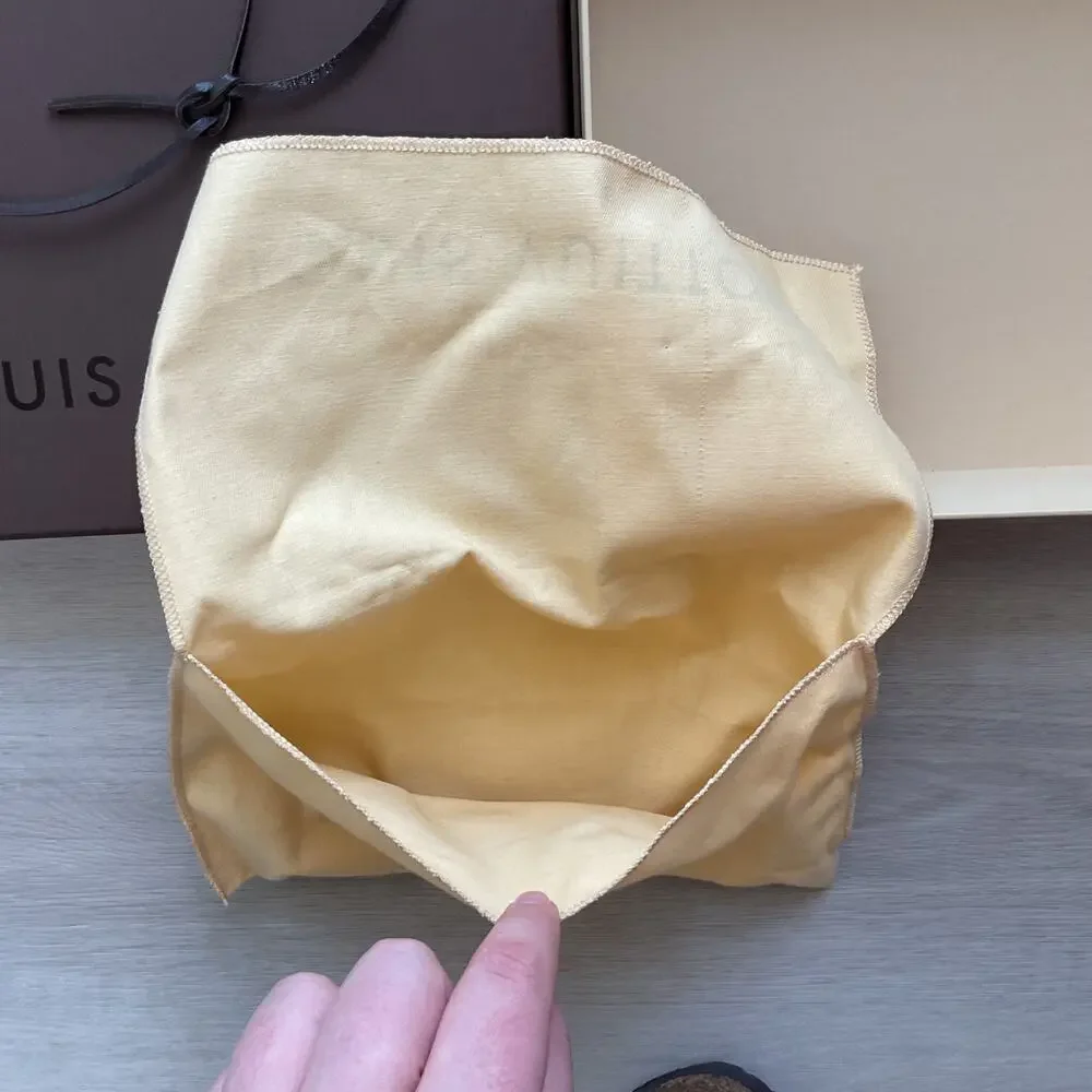 Authentic Louis Vuitton Brown Box with Dust Bag and Leather Bow